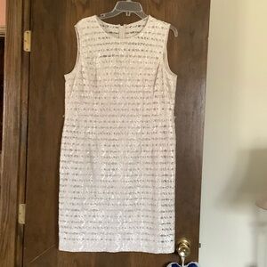 Sleeveless Ivory Sequin Sheath Dress